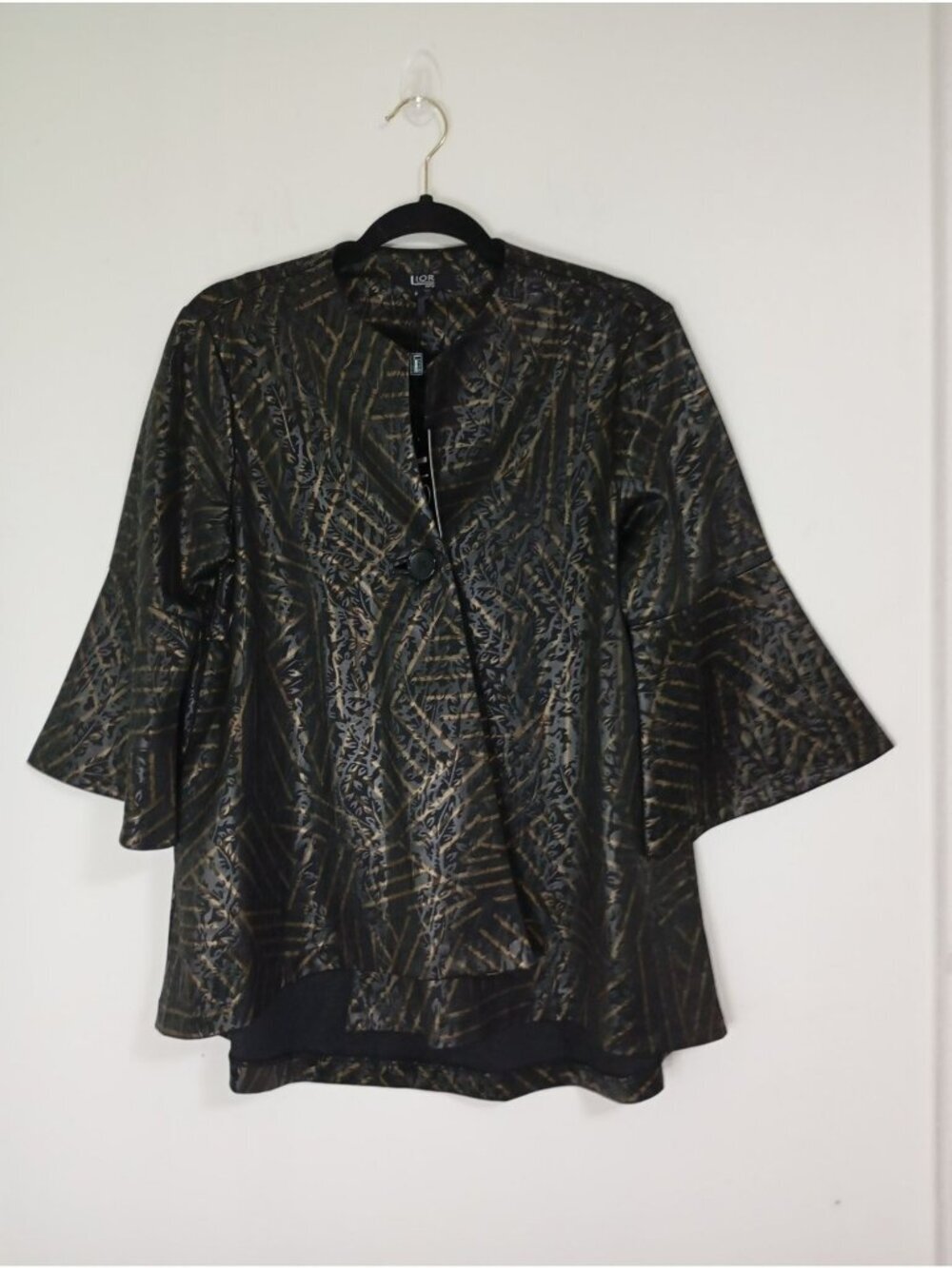 NWT Lior Paris Womens Black & Gold Patterned Jacket Vince S